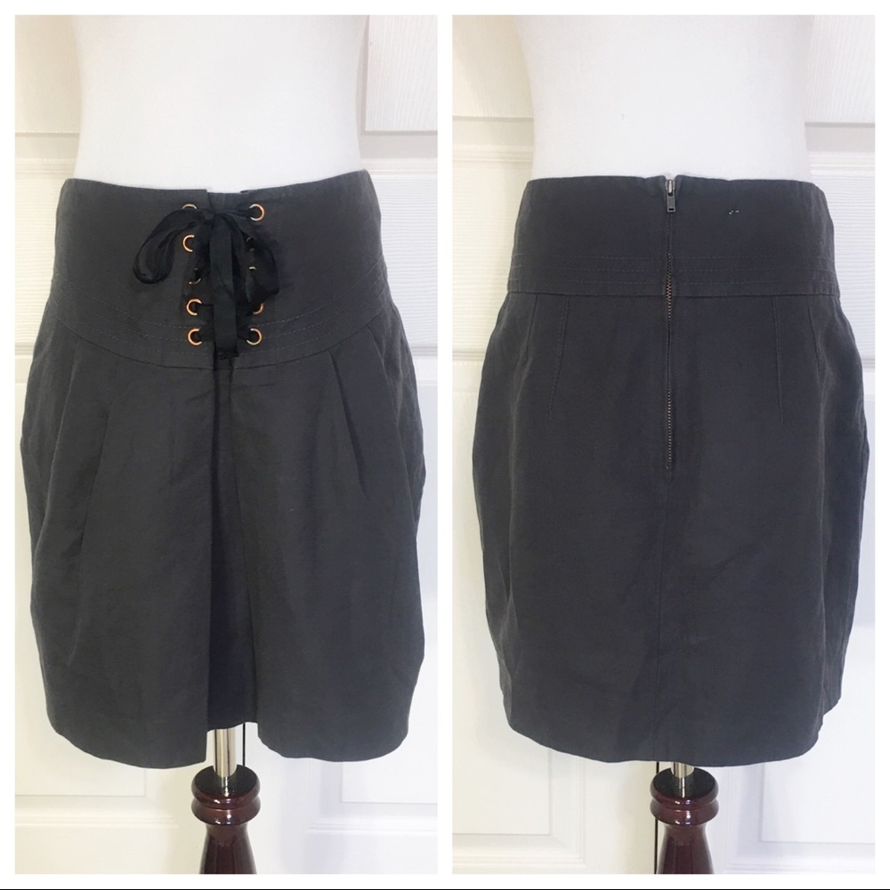 Anthropologie Leifsdottir  Lace Up Mini Skirt